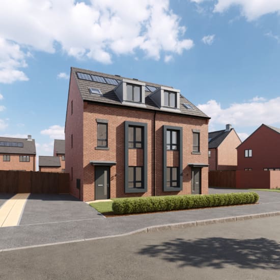 CGI external view of a semi detached 3 bedroom new build home, the Edgworth